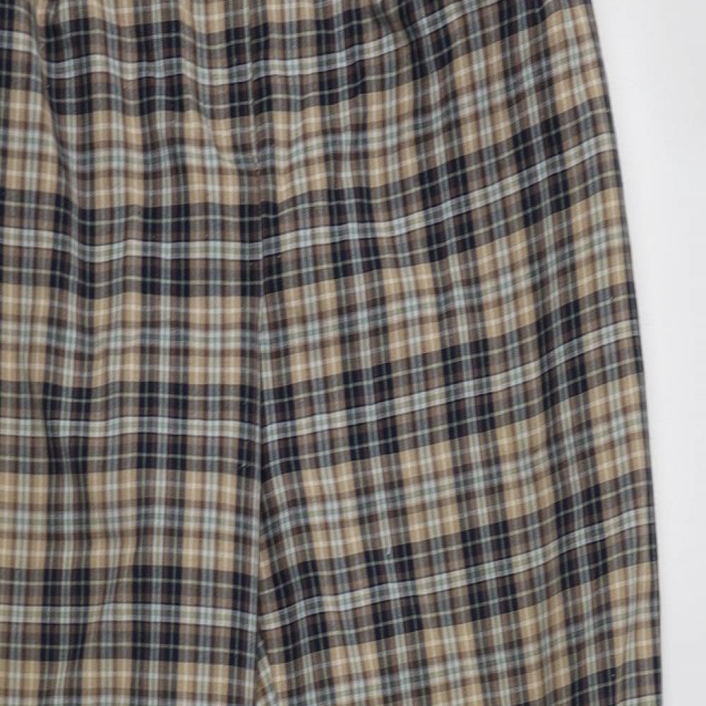 Alice Collins Womens Beige Check Polyester Trousers  Size 14 L29 in Regular