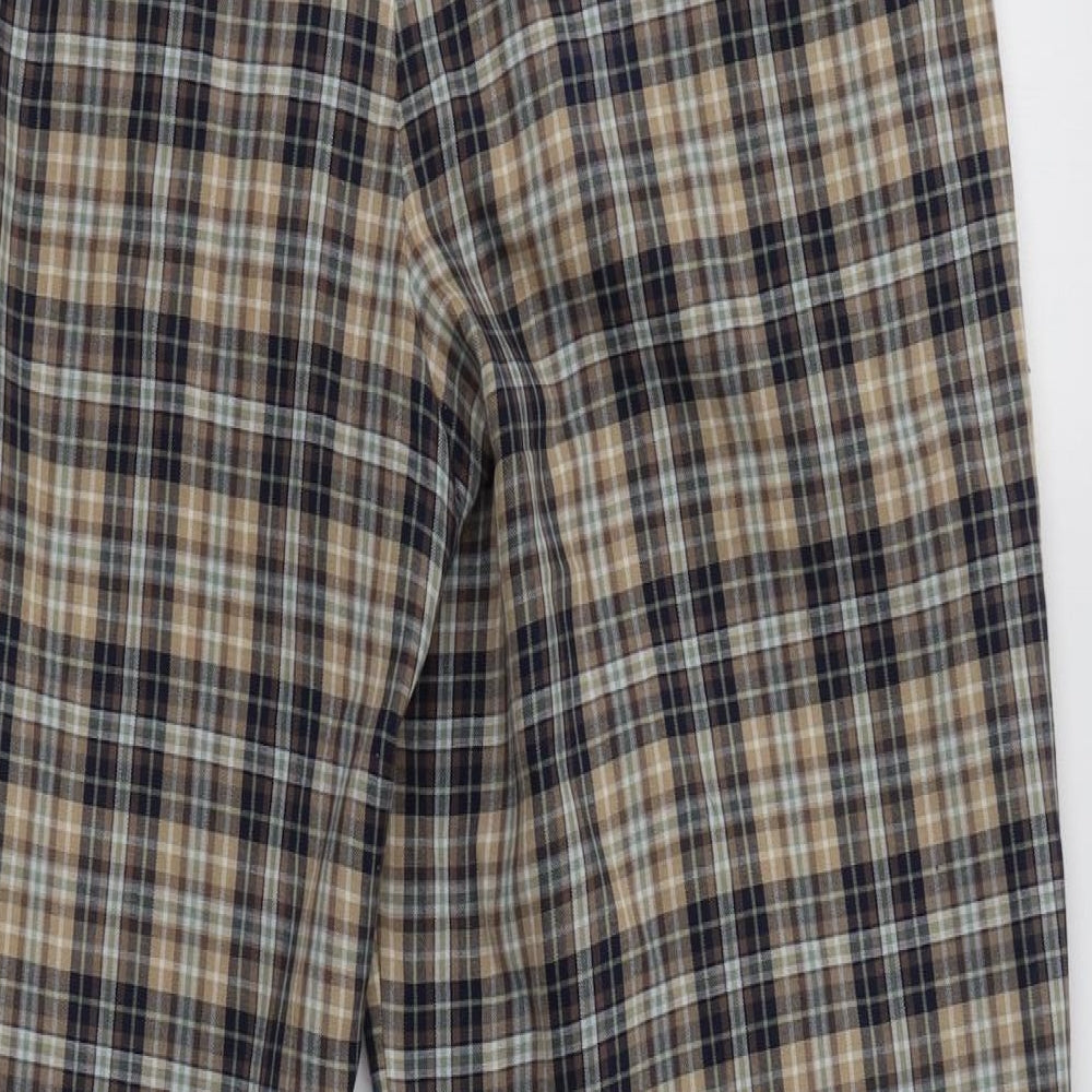 Alice Collins Womens Beige Check Polyester Trousers  Size 14 L29 in Regular