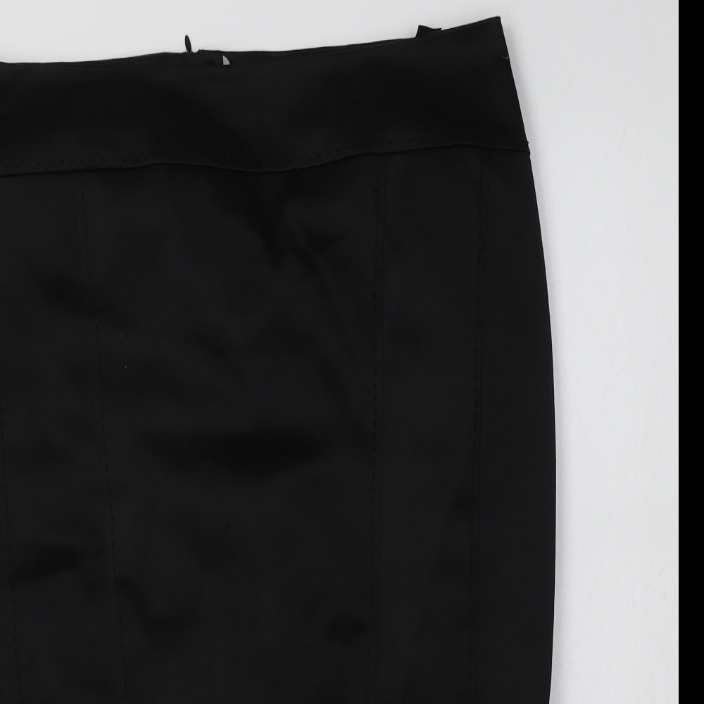 M&S Womens Black  Polyester Straight & Pencil Skirt Size 14