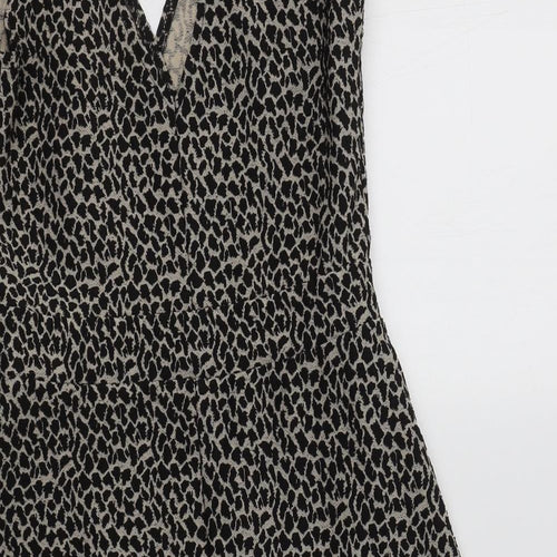 Miss Selfridge Womens Beige Animal Print Polyester Fit & Flare  Size 8  V-Neck