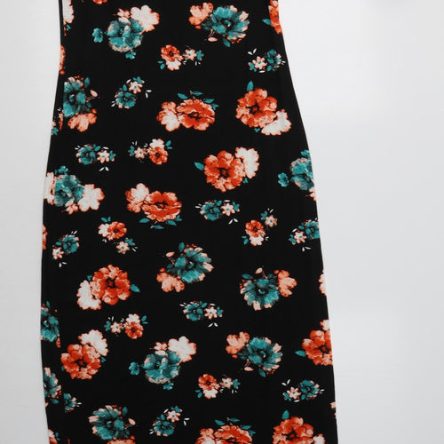 Red Herring Womens Black Floral Viscose Maxi  Size 10  Round Neck
