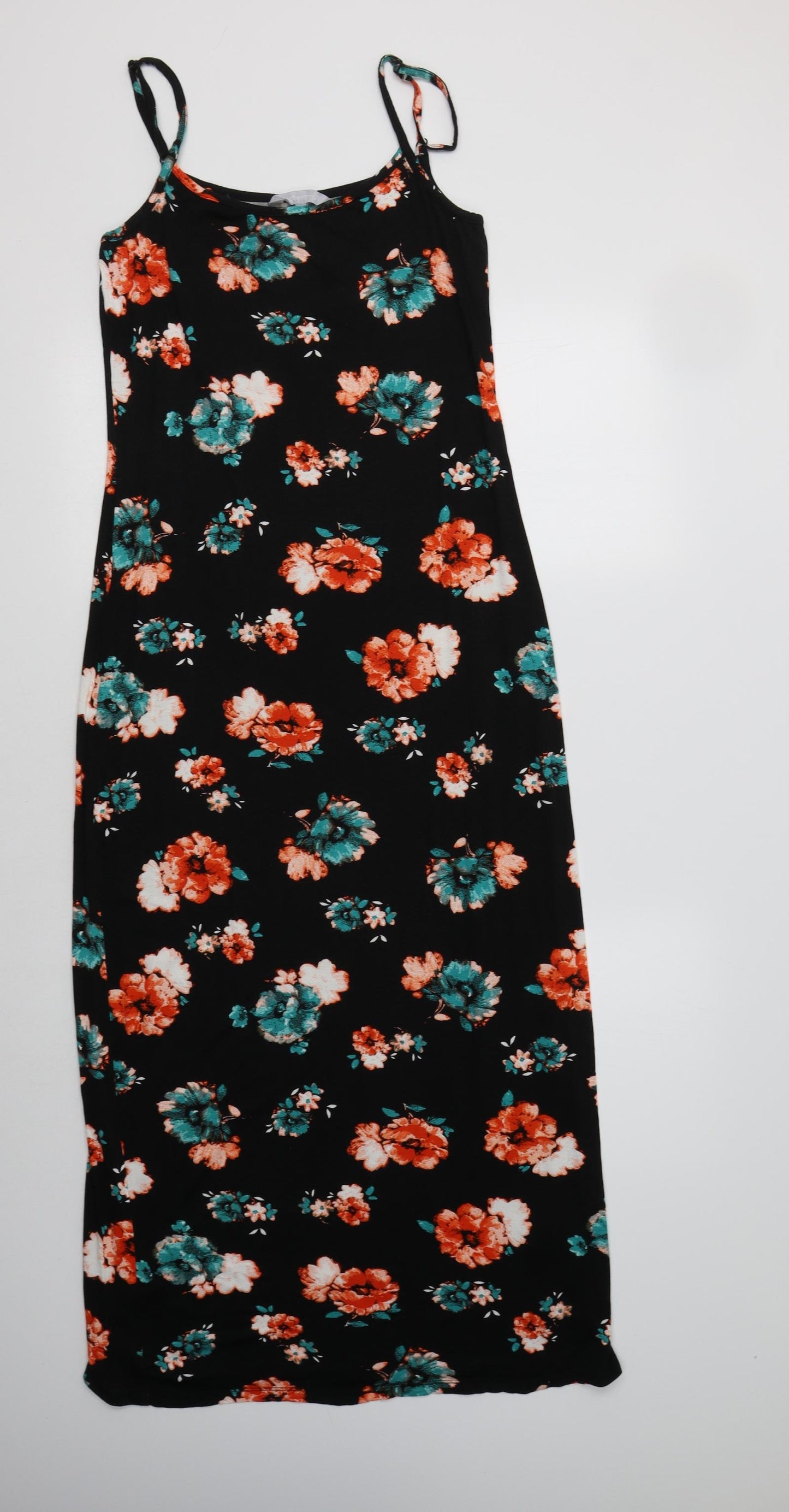 Red Herring Womens Black Floral Viscose Maxi  Size 10  Round Neck