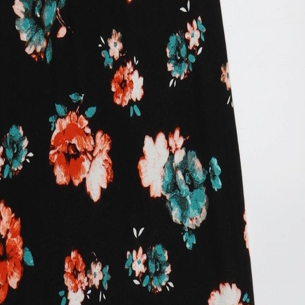 Red Herring Womens Black Floral Viscose Maxi  Size 10  Round Neck