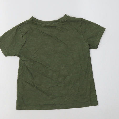 F&F Boys Green  Cotton Basic T-Shirt Size 5-6 Years Crew Neck  - Dino