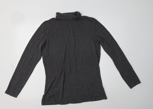 Front view of ESMARA women’s grey polyester basic t-shirt, size UK 18, roll neck