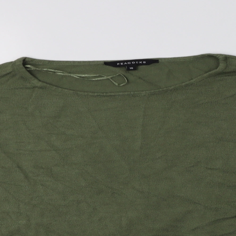 Peacocs Womens Green Crew Neck  Viscose Pullover Jumper Size 16