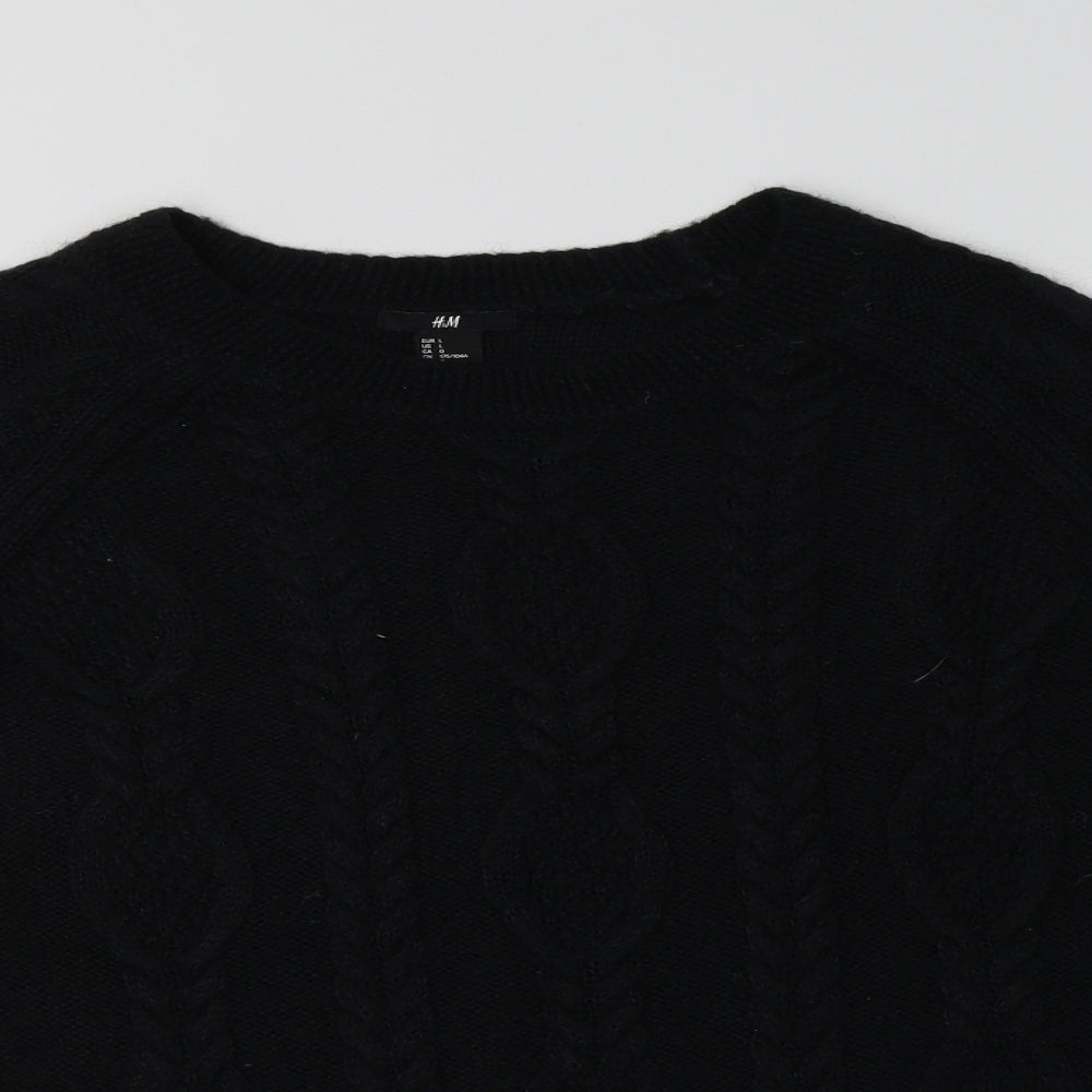 H&M Womens Black Crew Neck  Acrylic Pullover Jumper Size L