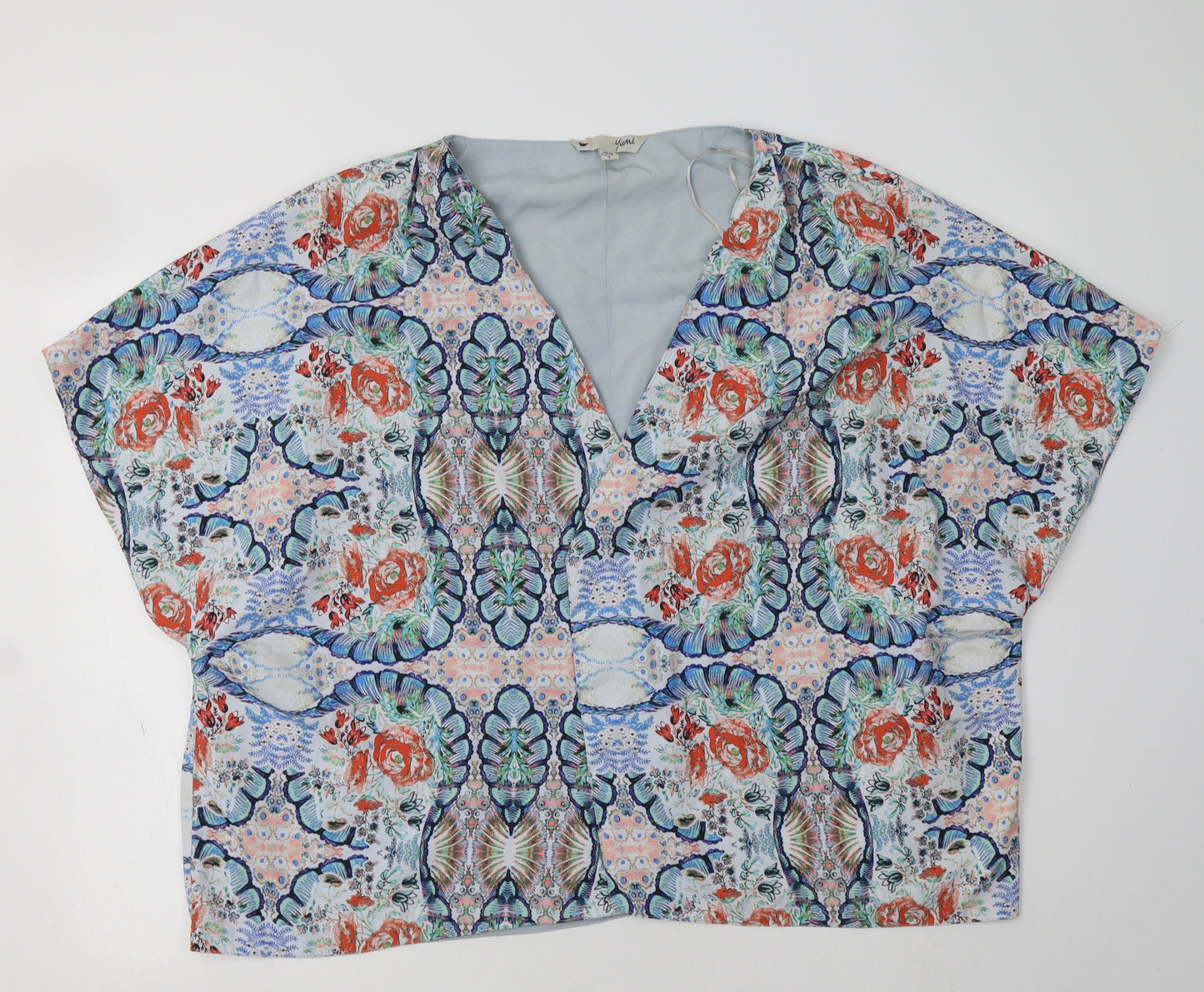 Yumi Womens Multicoloured Floral  Military Jacket Blazer Size 14