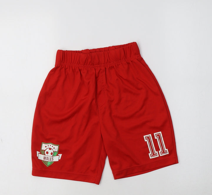 George Boys Red Polyester Sweat Shorts Size 9-10 Years Regular - Wales