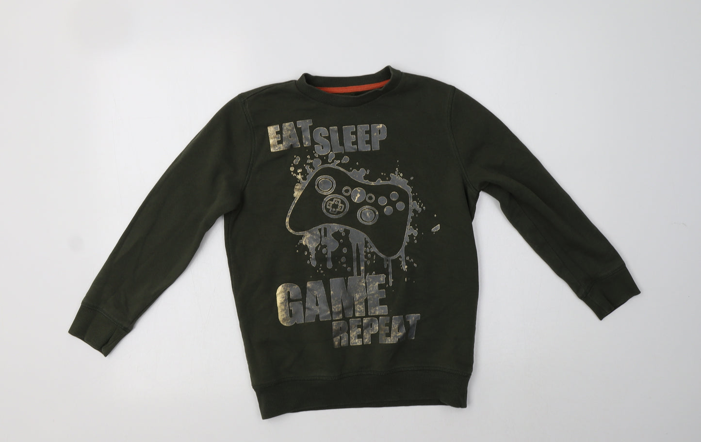 F&F Boys Green  Cotton Pullover Sweatshirt Size 8-9 Years   - Game