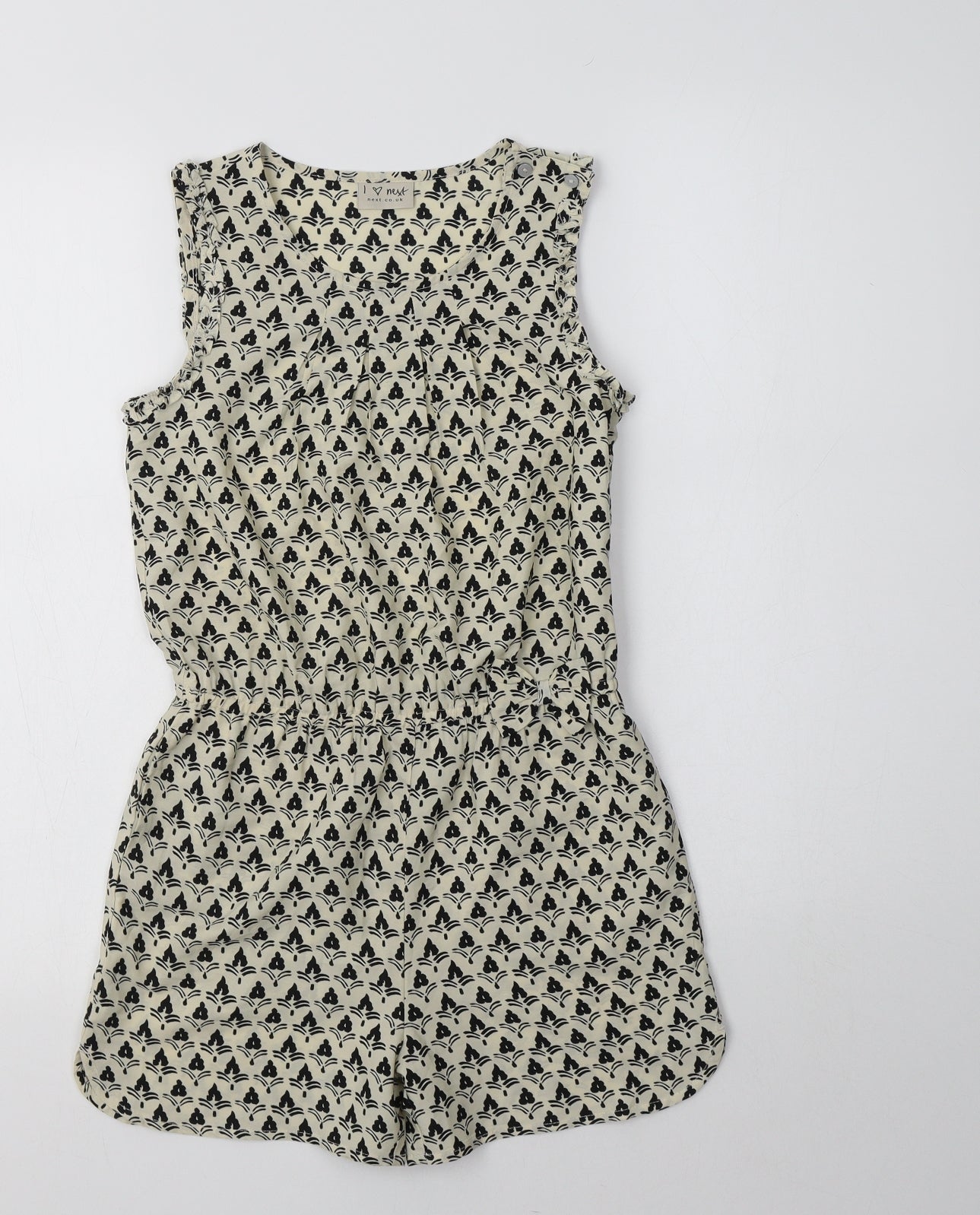 NEXT Girls Ivory Geometric Polyester Playsuit One-Piece Size 10 Years