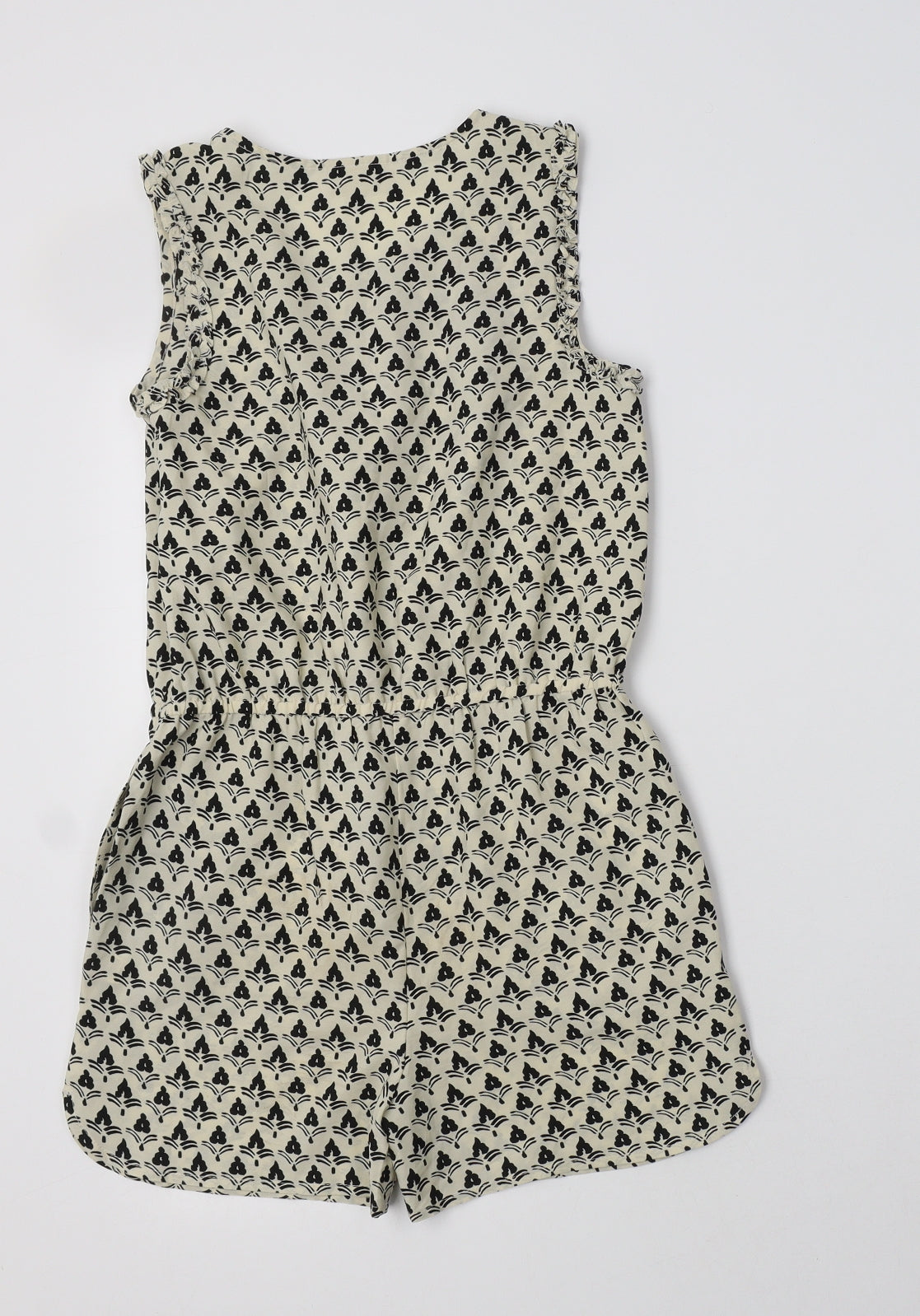 NEXT Girls Ivory Geometric Polyester Playsuit One-Piece Size 10 Years