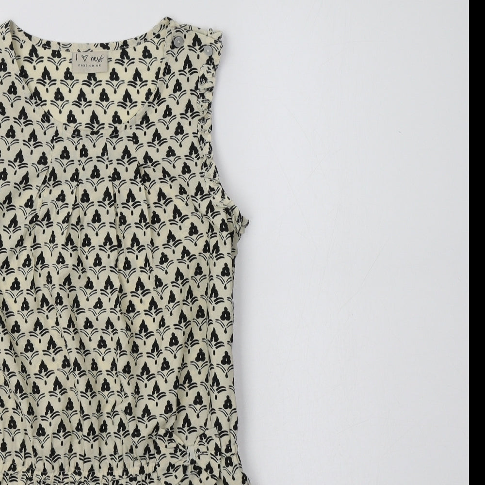 NEXT Girls Ivory Geometric Polyester Playsuit One-Piece Size 10 Years