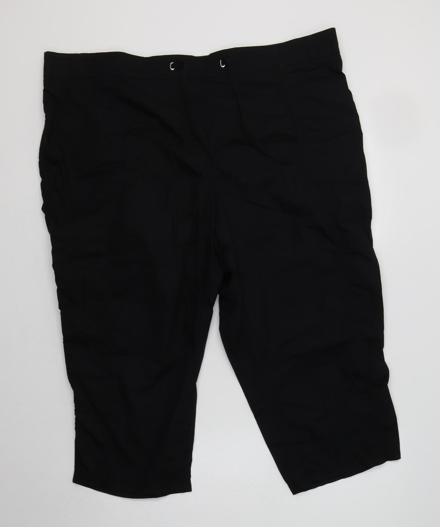 Bonmarché Womens Black  Cotton Cropped Trousers Size 22 L22 in Regular