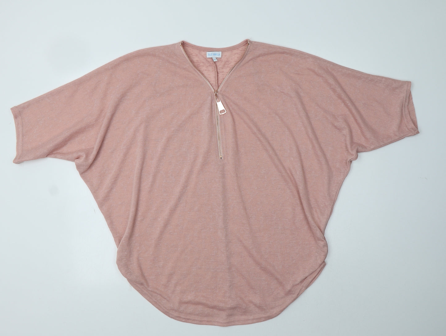 Blue Vanilla Womens Pink V-Neck  Polyester Pullover Jumper Size L