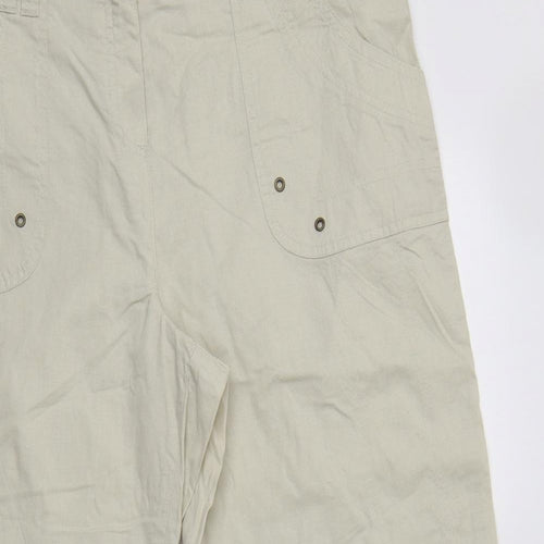 BHS Womens Beige  Cotton Cropped Trousers Size 16 L23 in Regular