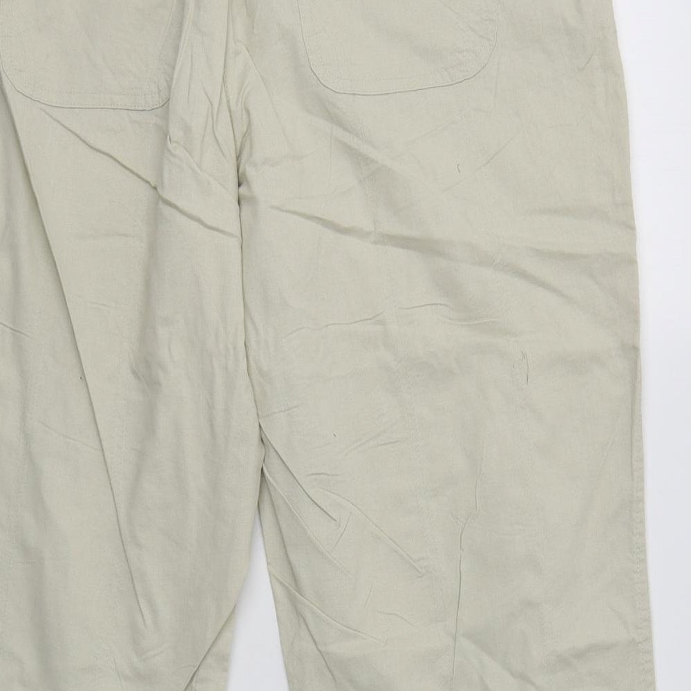 BHS Womens Beige  Cotton Cropped Trousers Size 16 L23 in Regular