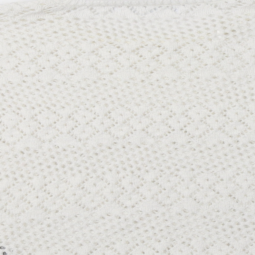 Primark Womens White Crew Neck  Polyester Pullover Jumper Size M