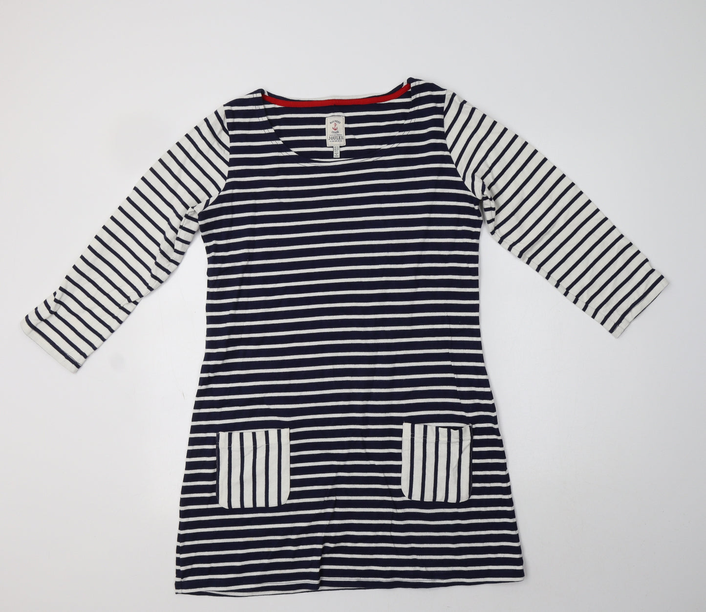 Joules Womens Blue Striped Cotton A-Line  Size 14  Round Neck