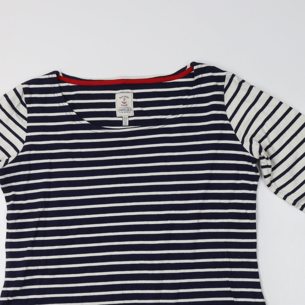 Joules Womens Blue Striped Cotton A-Line  Size 14  Round Neck