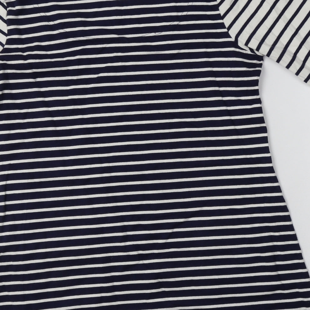 Joules Womens Blue Striped Cotton A-Line  Size 14  Round Neck