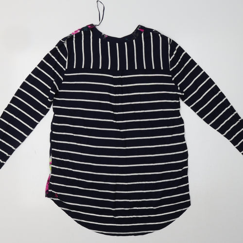 Joules Womens Blue Floral Viscose Basic Blouse Size 12 V-Neck