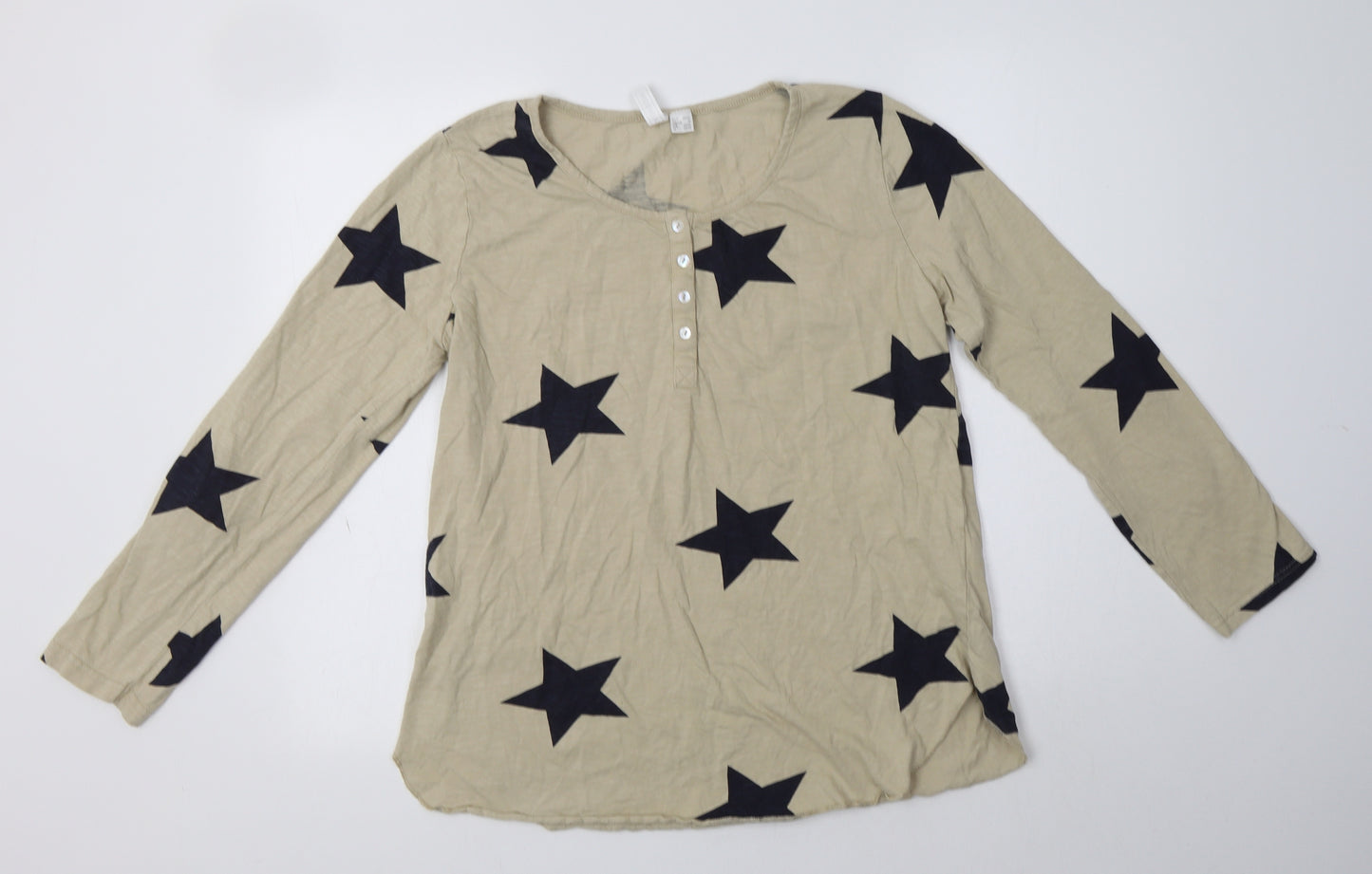 Rainbow Womens Beige Geometric Cotton Top Pyjama Top Size M   - Star Print