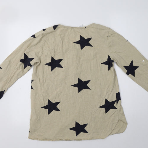Rainbow Womens Beige Geometric Cotton Top Pyjama Top Size M   - Star Print