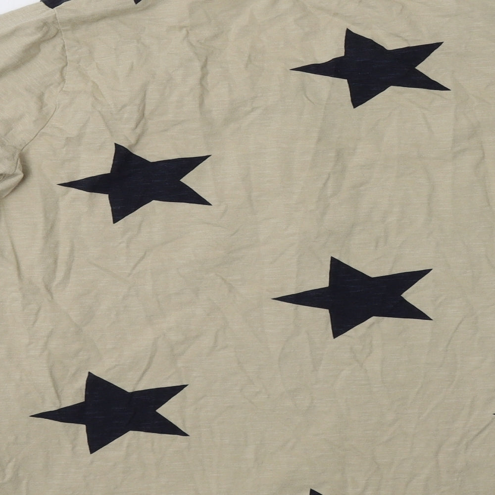 Rainbow Womens Beige Geometric Cotton Top Pyjama Top Size M   - Star Print