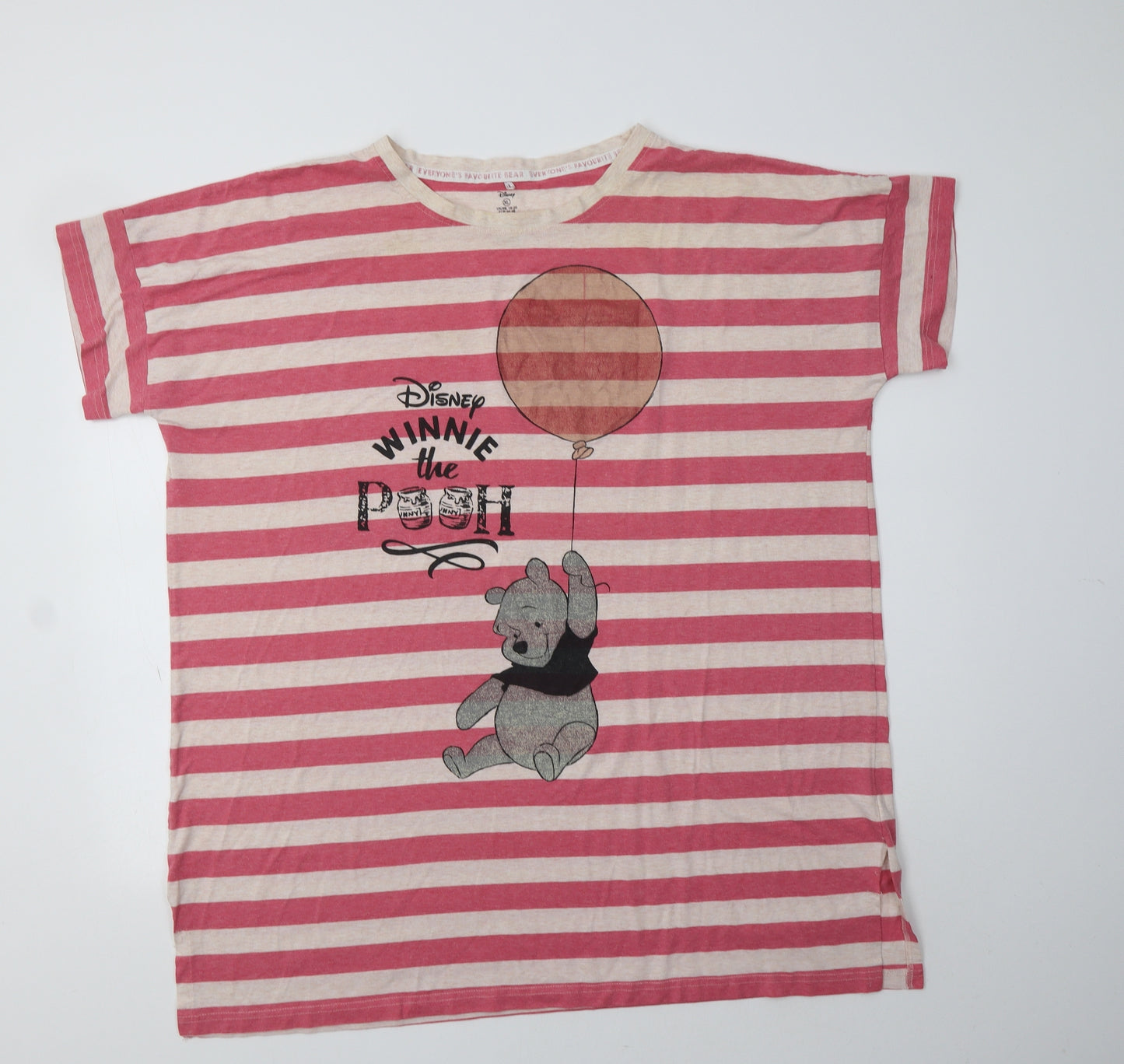 Primark Womens Pink Striped Polyester Top Nightshirt Size XL   - Winnie The Pooh