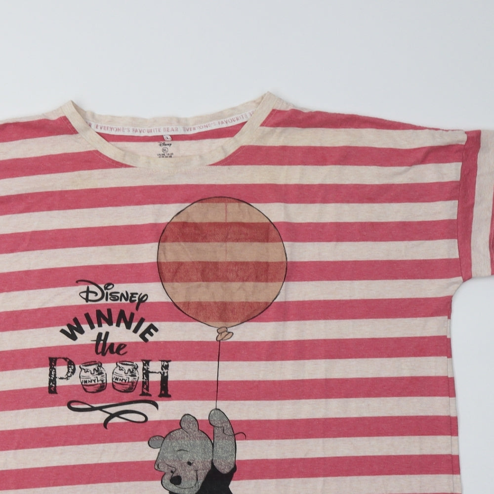 Primark Womens Pink Striped Polyester Top Nightshirt Size XL   - Winnie The Pooh