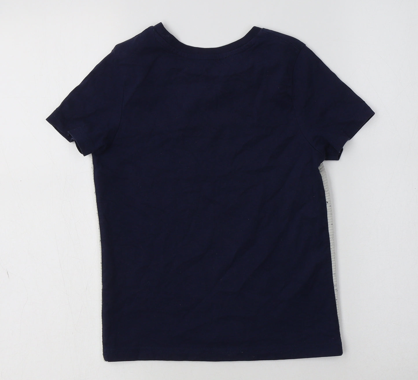 Nutmeg Boys Blue Colourblock Cotton Basic T-Shirt Size 6-7 Years Crew Neck