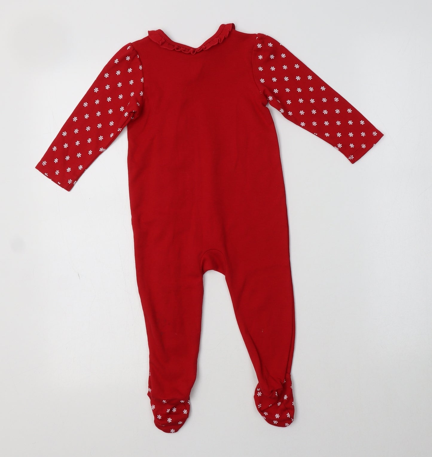 George Baby Red Geometric Cotton Babygrow One-Piece Size 9-12 Months   - Christmas