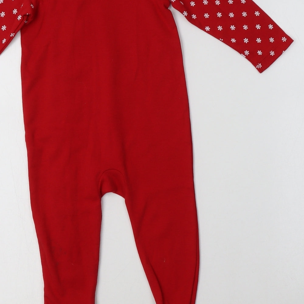 George Baby Red Geometric Cotton Babygrow One-Piece Size 9-12 Months   - Christmas