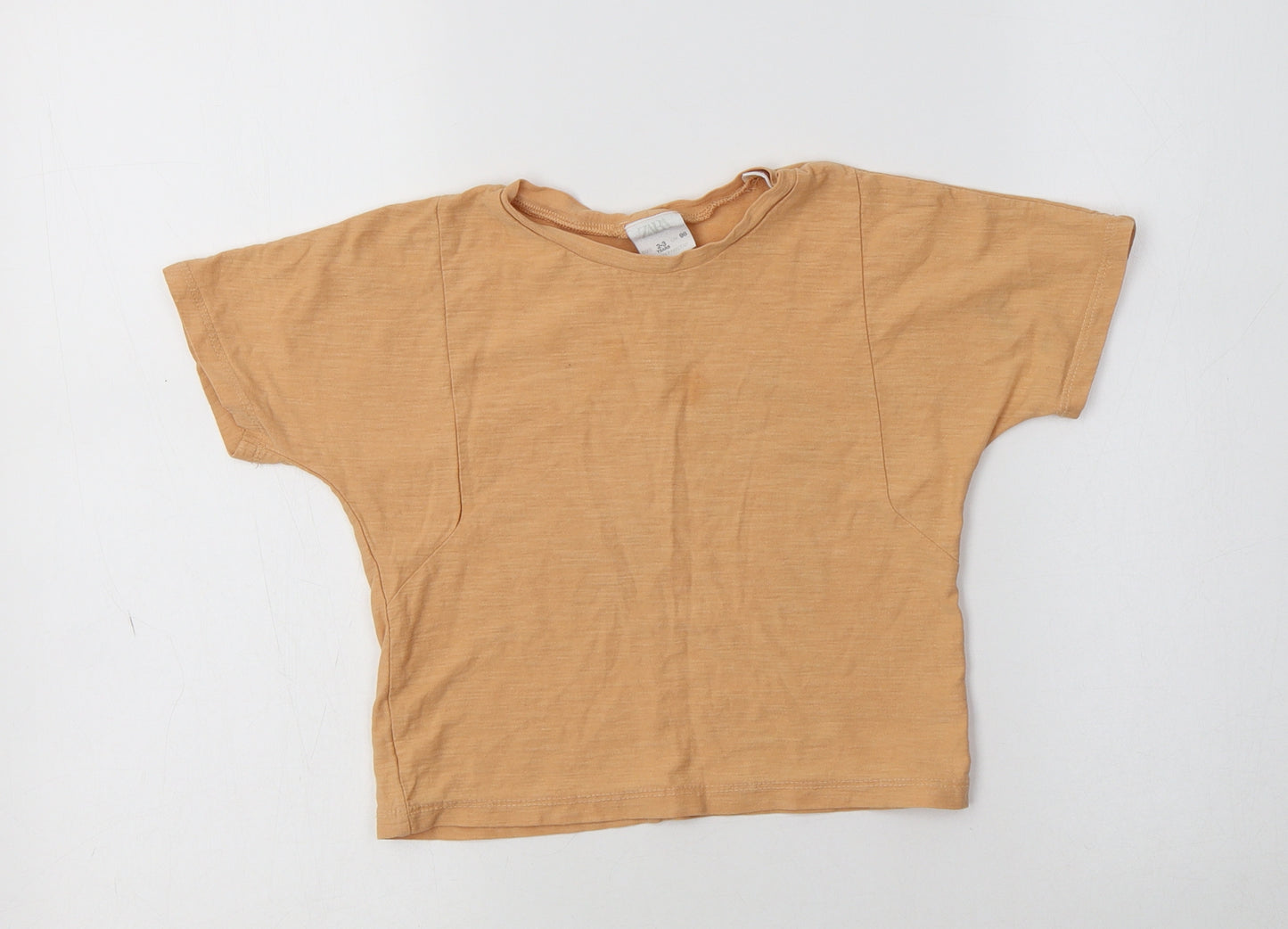 Zara Girls Orange  Cotton Basic T-Shirt Size 2-3 Years Crew Neck