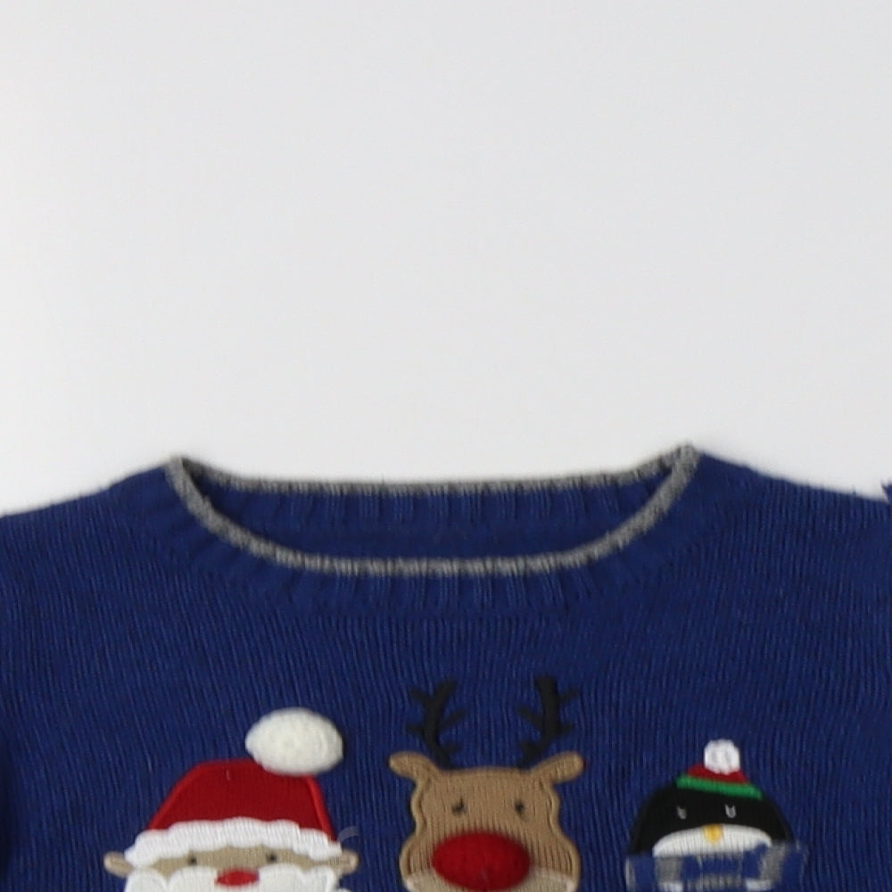 Mothercare Baby Blue Striped Acrylic Pullover Jumper Size 12-18 Months   - Christmas Jumper