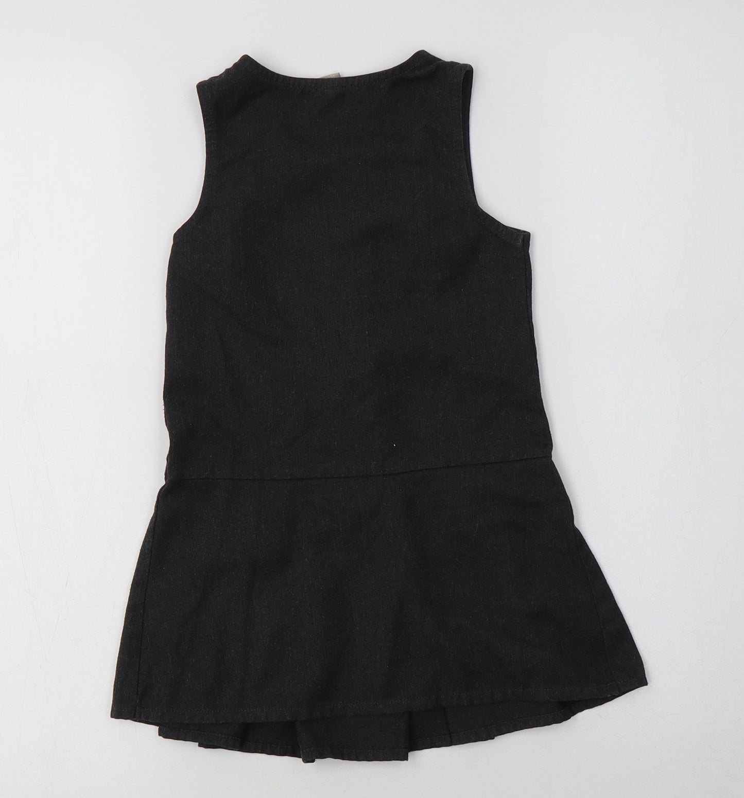 TU Girls Grey  Polyester Pinafore/Dungaree Dress  Size 3 Years  Round Neck  - School Wear