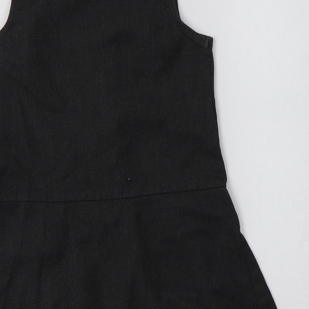 TU Girls Grey  Polyester Pinafore/Dungaree Dress  Size 3 Years  Round Neck  - School Wear