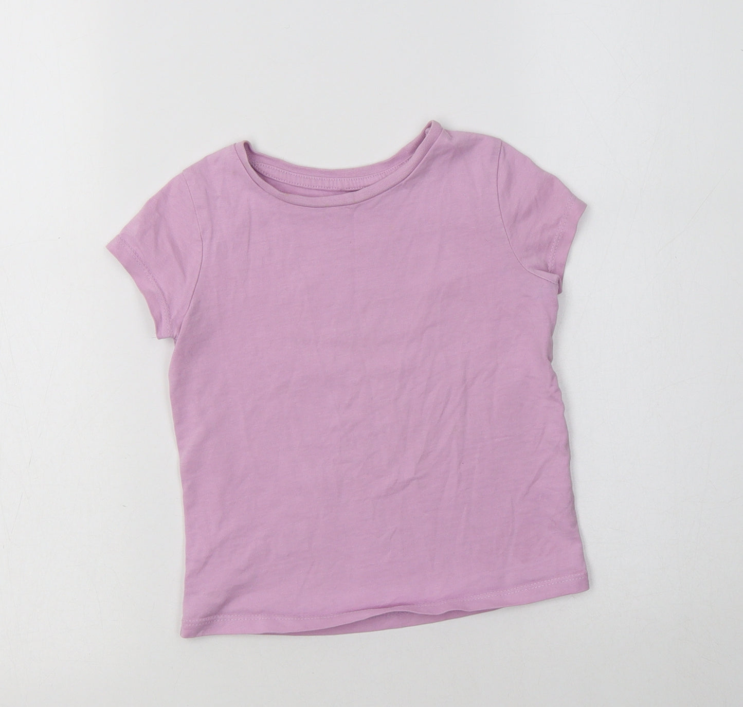 George Girls Purple  Cotton Basic T-Shirt Size 3-4 Years Crew Neck
