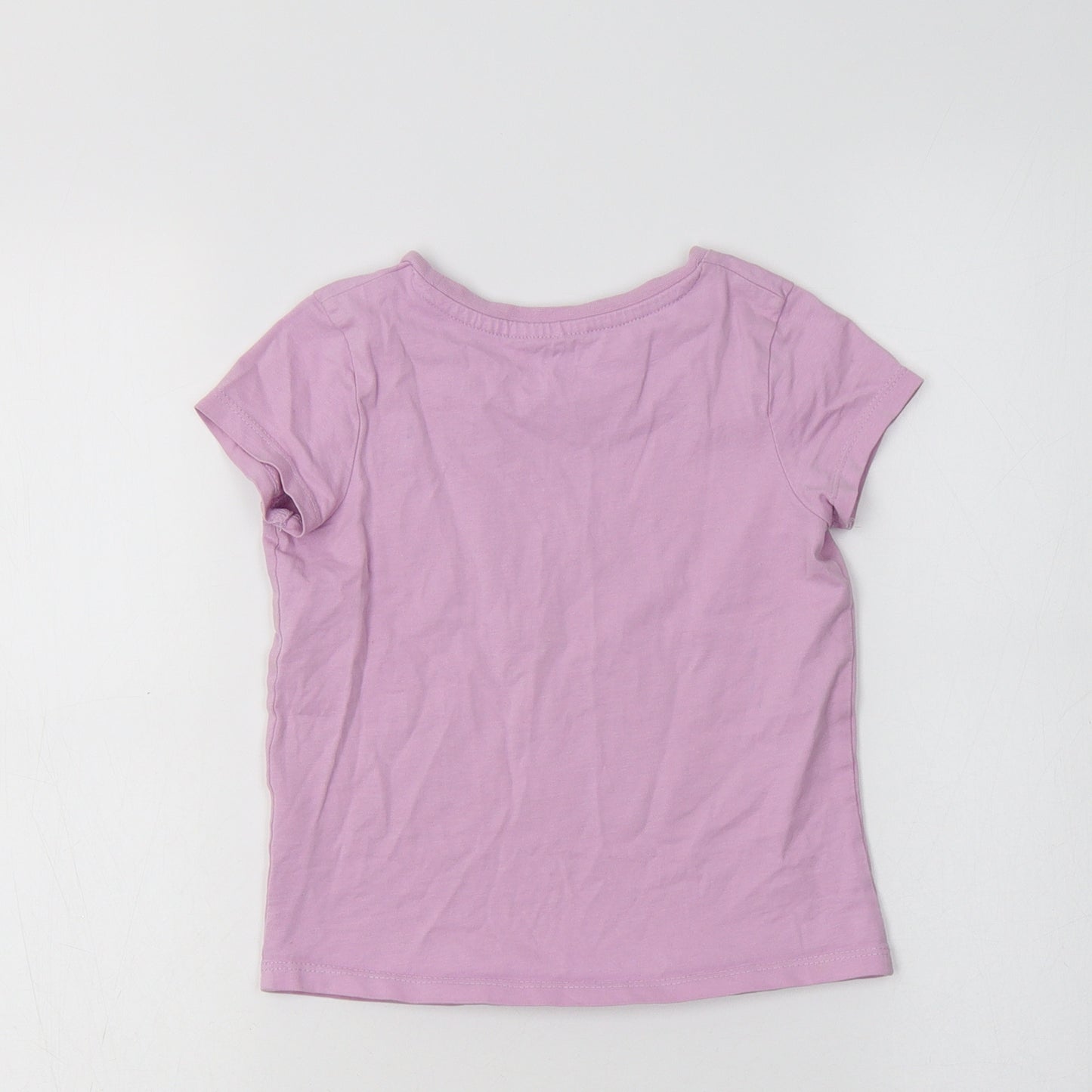 George Girls Purple  Cotton Basic T-Shirt Size 3-4 Years Crew Neck