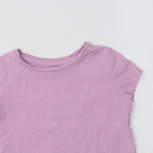 George Girls Purple  Cotton Basic T-Shirt Size 3-4 Years Crew Neck