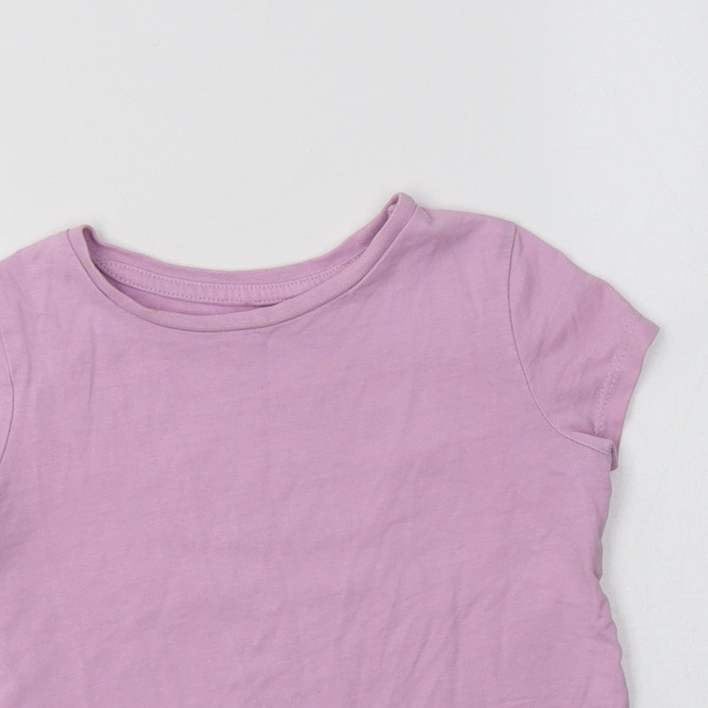 George Girls Purple  Cotton Basic T-Shirt Size 3-4 Years Crew Neck