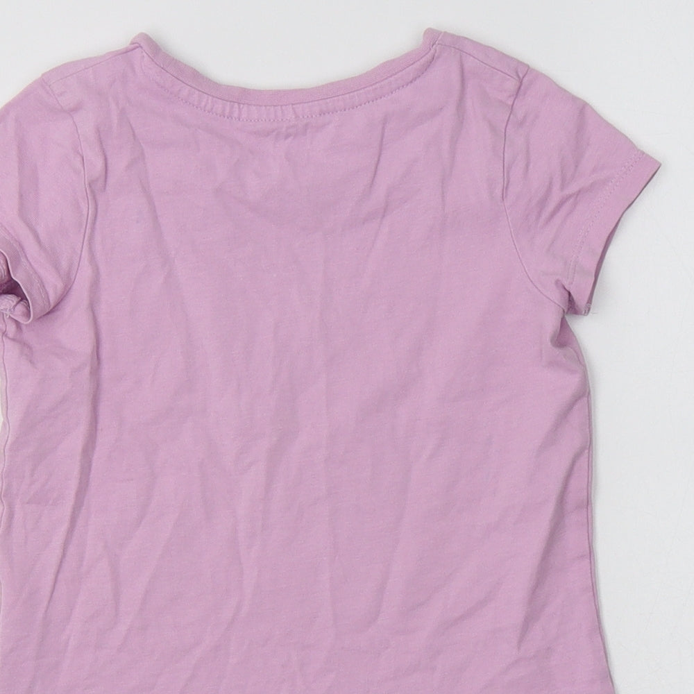 George Girls Purple  Cotton Basic T-Shirt Size 3-4 Years Crew Neck