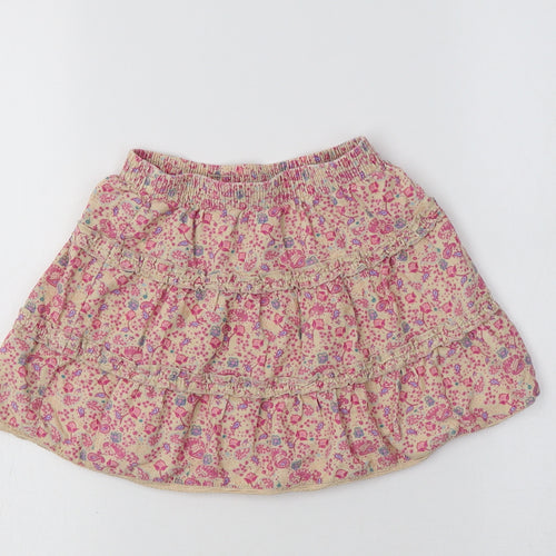 MINIMODE Girls Ivory Floral Cotton Flare Skirt Size 2-3 Years  Regular