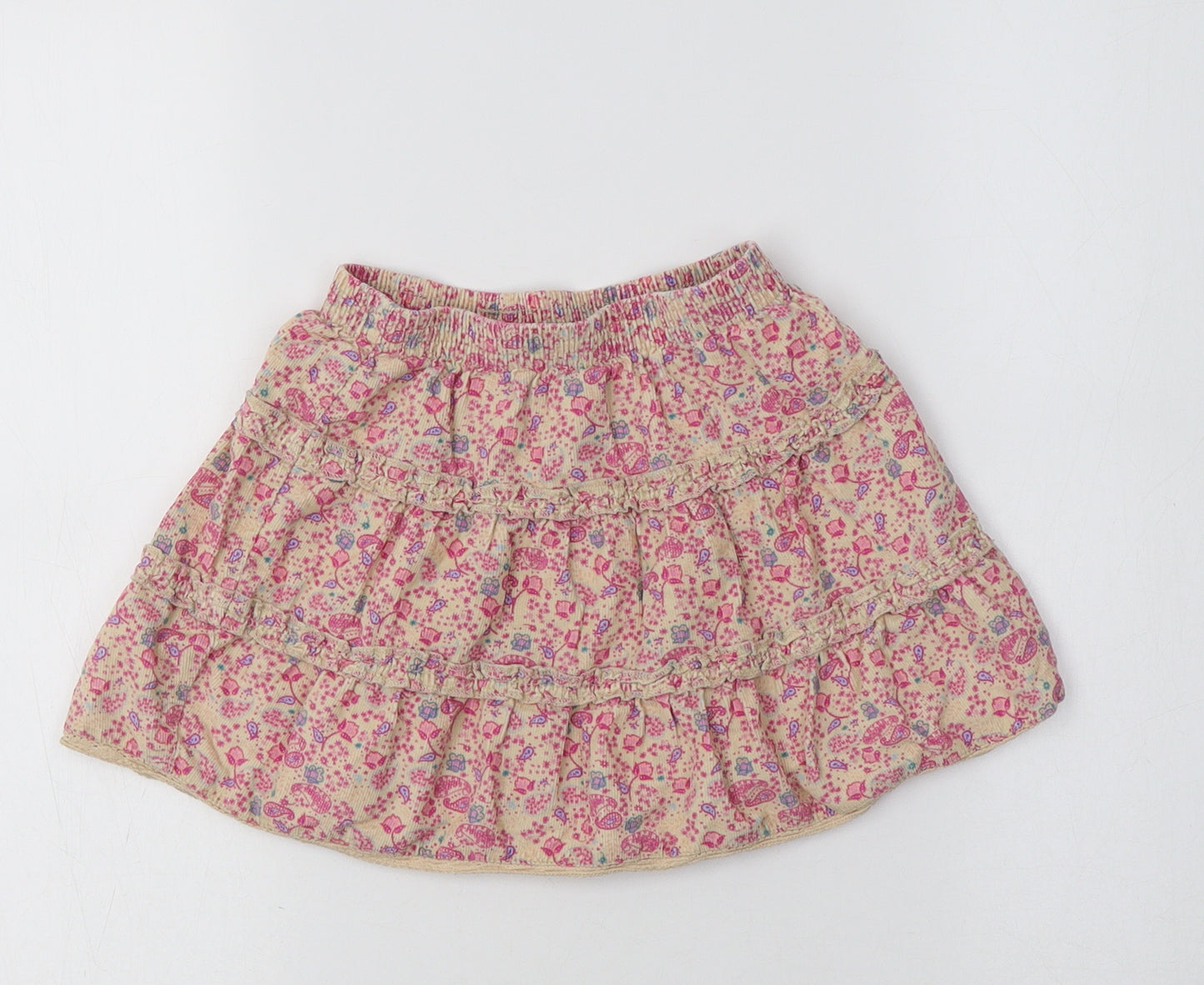 MINIMODE Girls Ivory Floral Cotton Flare Skirt Size 2-3 Years  Regular