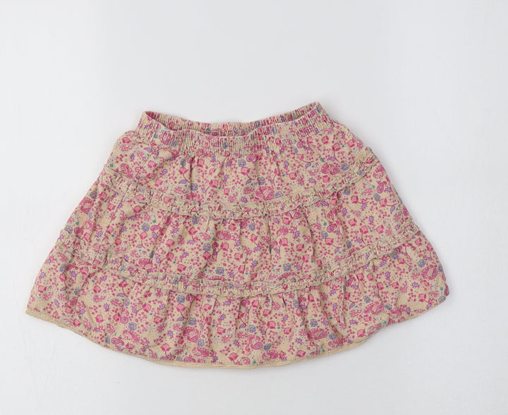 MINIMODE Girls Ivory Floral Cotton Flare Skirt Size 2-3 Years  Regular
