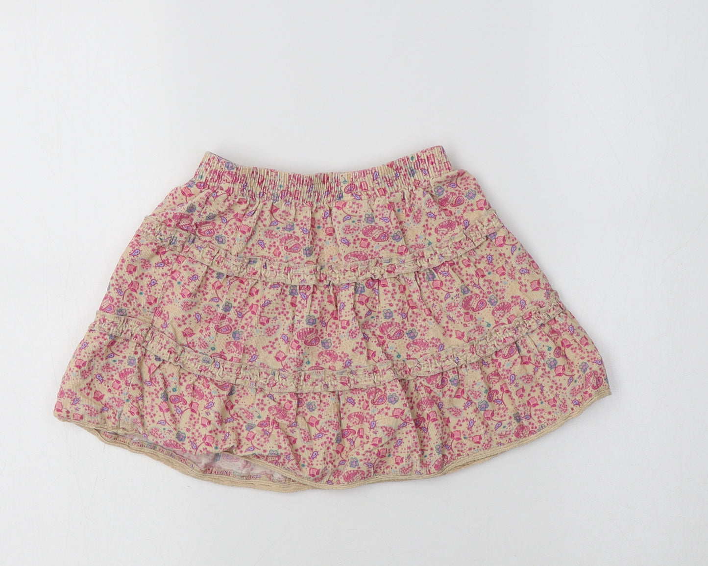 MINIMODE Girls Ivory Floral Cotton Flare Skirt Size 2-3 Years  Regular