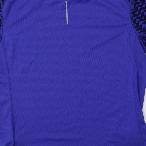 Nike Mens Blue Geometric Polyester Jersey Polo Size M Crew Neck