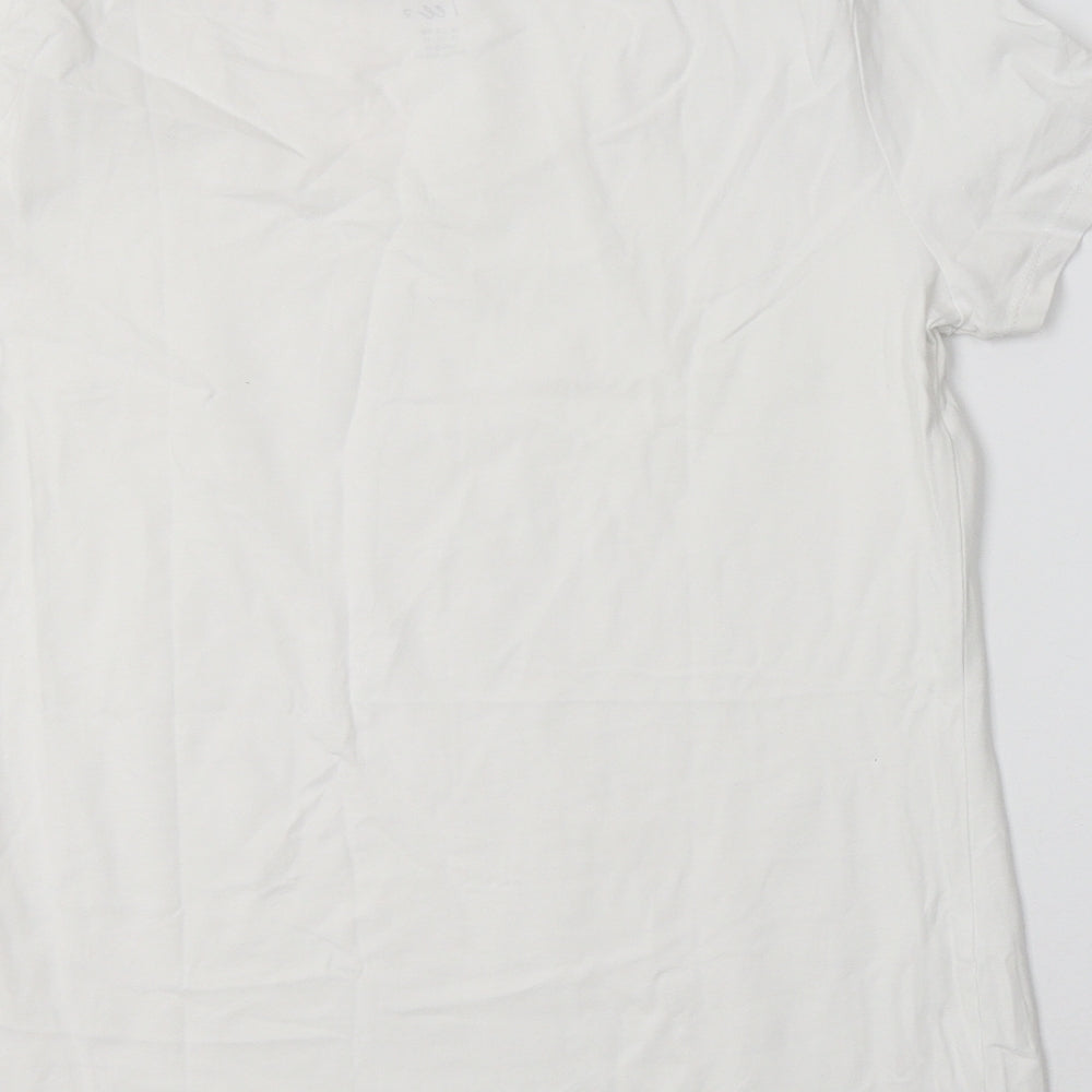 F&F Womens White  Cotton Basic T-Shirt Size 14 Scoop Neck