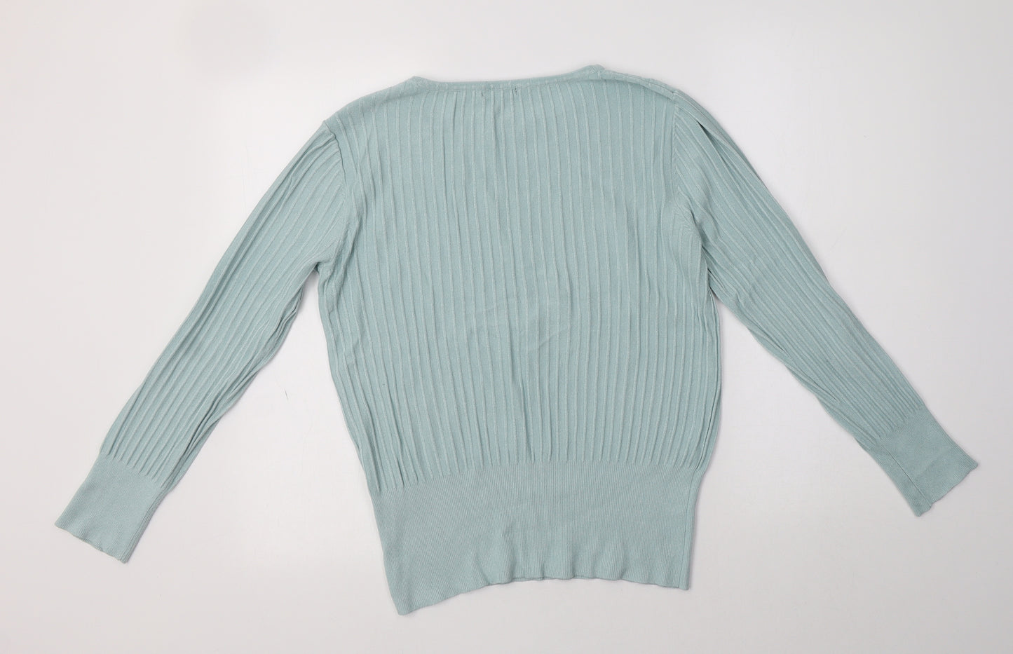 Roman Womens Green Crew Neck  Viscose Pullover Jumper Size 14